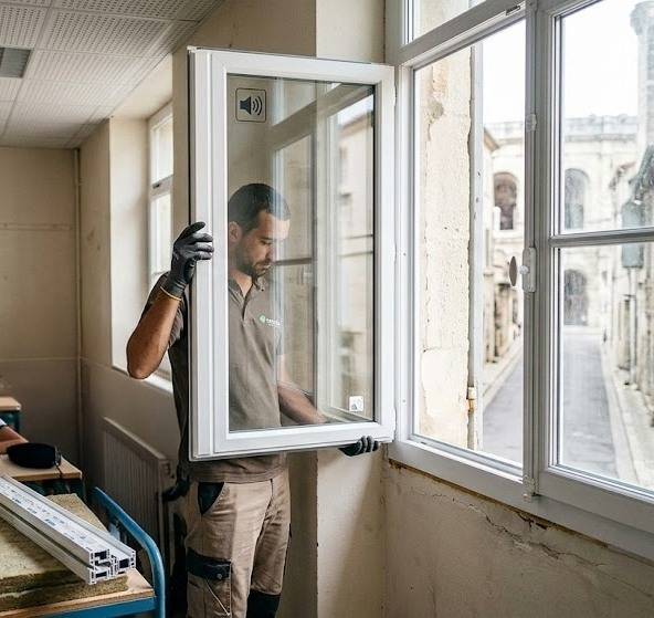 Fenêtres battantes PVC sur-mesure pour l’isolation acoustique des établissements scolaires à Nîmes